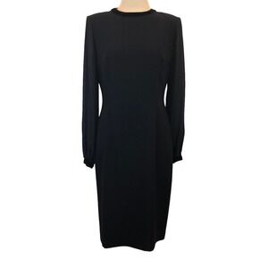 DONNA MORGAN DRESS 6 Velvet Trim Sheer Long Sleeve Black Cocktail Party